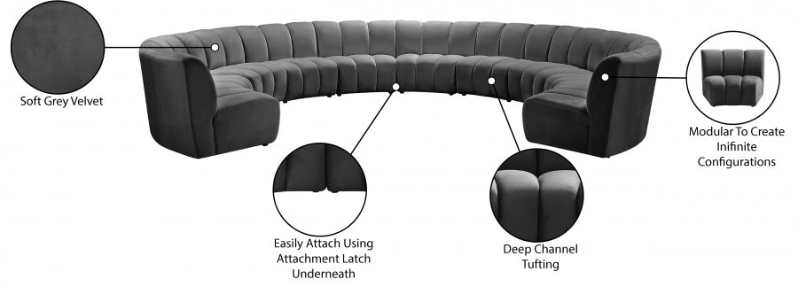 Infinity Grey Modular 10-Piece Sectional from Meridian - Luna Furniture