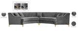 Jackson Grey Velvet 2pc. Sectional from Meridian - Luna Furniture