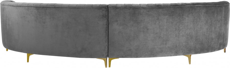 Jackson Grey Velvet 2pc. Sectional from Meridian - Luna Furniture