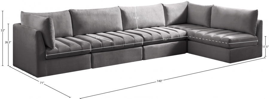 Jacob Grey Velvet Modular Sectional from Meridian - Luna Furniture