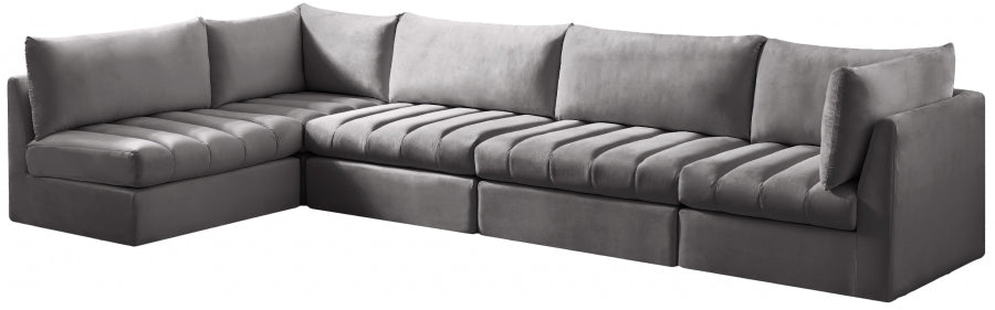 Jacob Grey Velvet Modular Sectional from Meridian - Luna Furniture