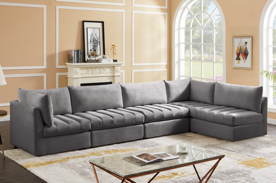 Jacob Grey Velvet Modular Sectional from Meridian - Luna Furniture