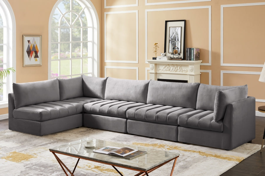 Jacob Grey Velvet Modular Sectional from Meridian - Luna Furniture