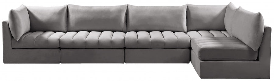 Jacob Grey Velvet Modular Sectional from Meridian - Luna Furniture