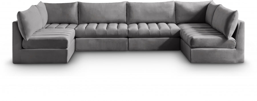 Jacob Grey Velvet Modular Sectional from Meridian - Luna Furniture