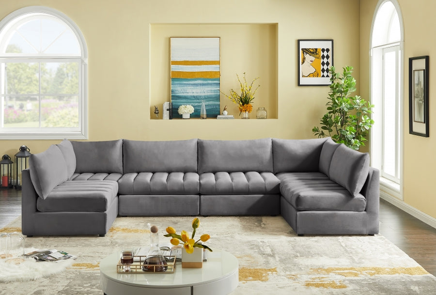 Jacob Grey Velvet Modular Sectional from Meridian - Luna Furniture