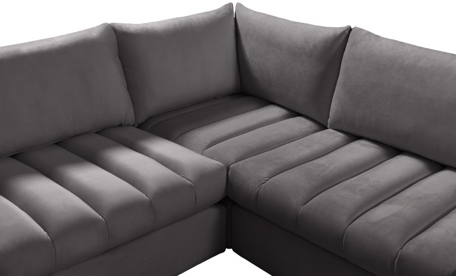 Jacob Grey Velvet Modular Sectional from Meridian - Luna Furniture