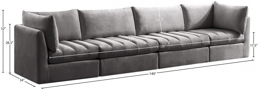 Jacob Grey Velvet Modular Sofa from Meridian - Luna Furniture