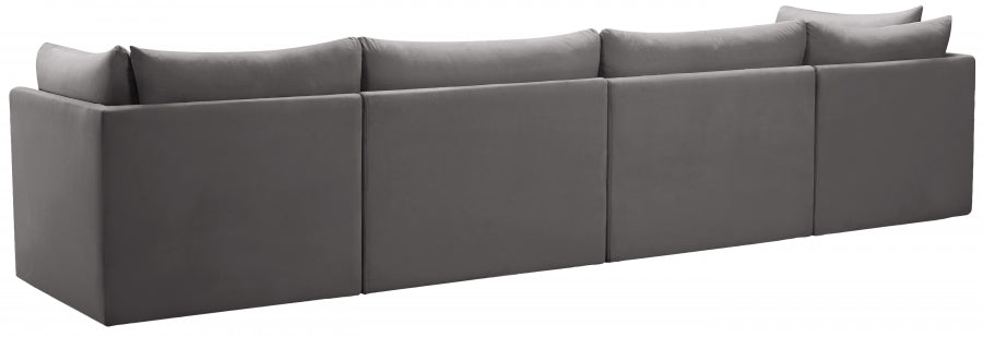 Jacob Grey Velvet Modular Sofa from Meridian - Luna Furniture