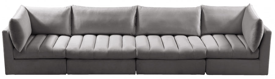 Jacob Grey Velvet Modular Sofa from Meridian - Luna Furniture