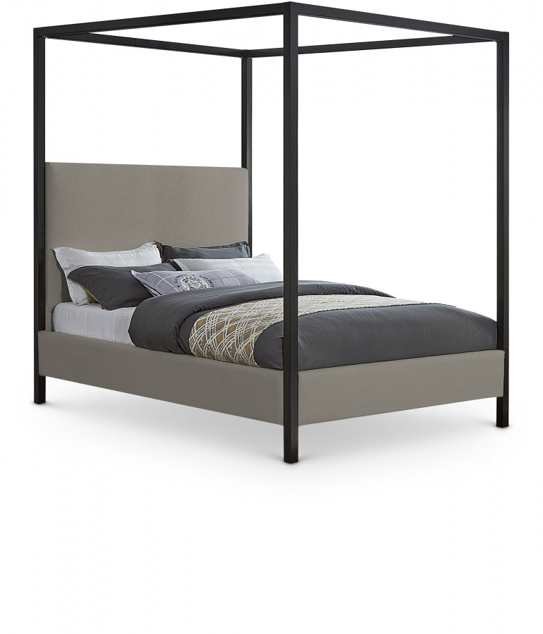 James Grey Linen Textured Fabric King Bed from Meridian - Luna Furniture