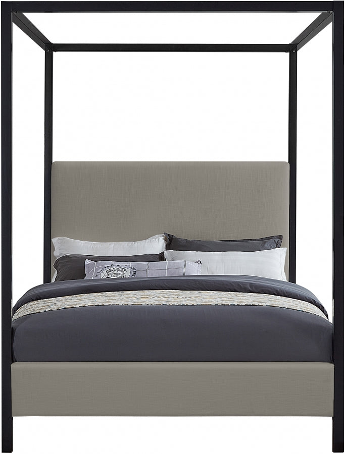 James Grey Linen Textured Fabric King Bed from Meridian - Luna Furniture