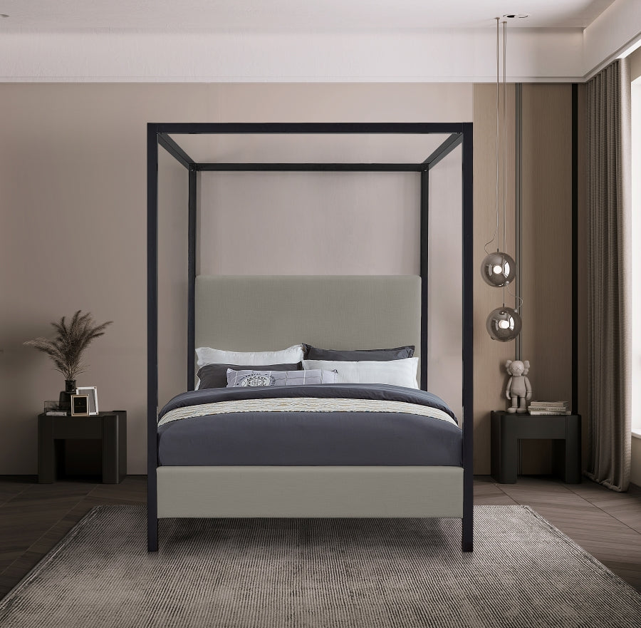 James Grey Linen Textured Fabric King Bed from Meridian - Luna Furniture