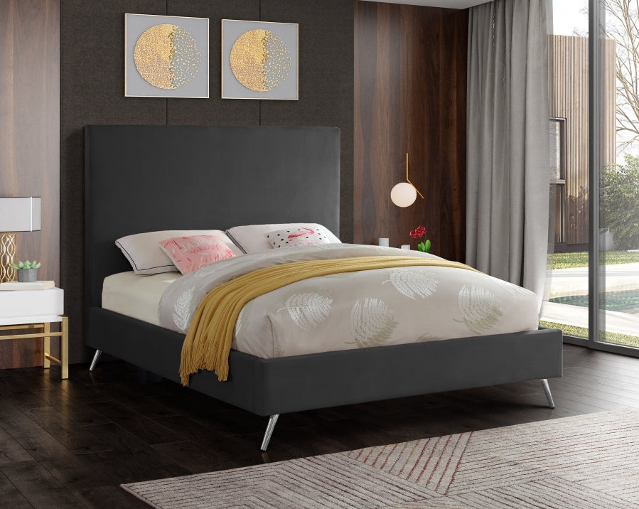 Jasmine Grey Velvet King Bed from Meridian - Luna Furniture