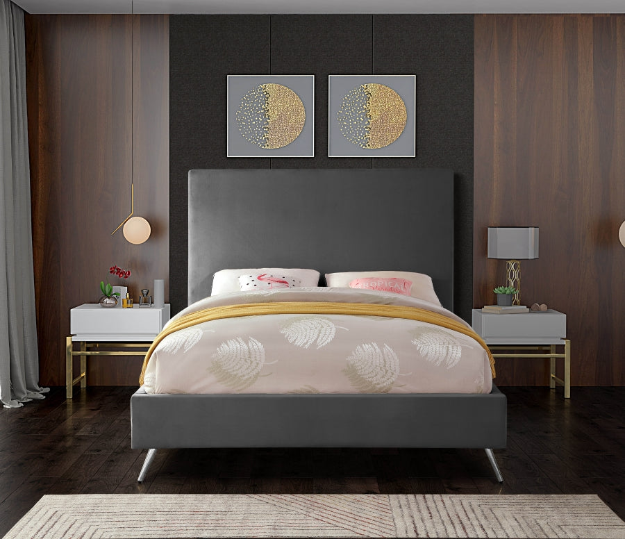 Jasmine Grey Velvet King Bed from Meridian - Luna Furniture