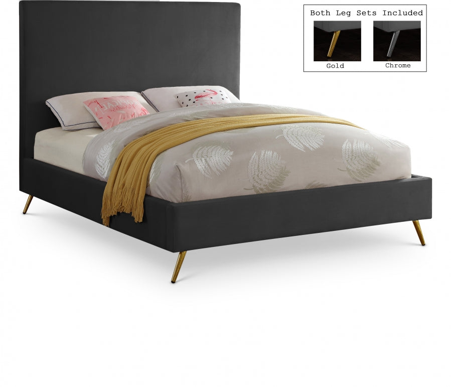 Jasmine Grey Velvet Queen Bed from Meridian - Luna Furniture