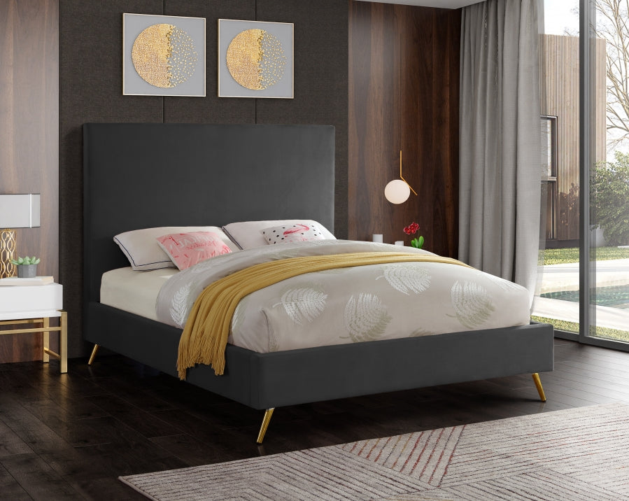 Jasmine Grey Velvet Queen Bed from Meridian - Luna Furniture