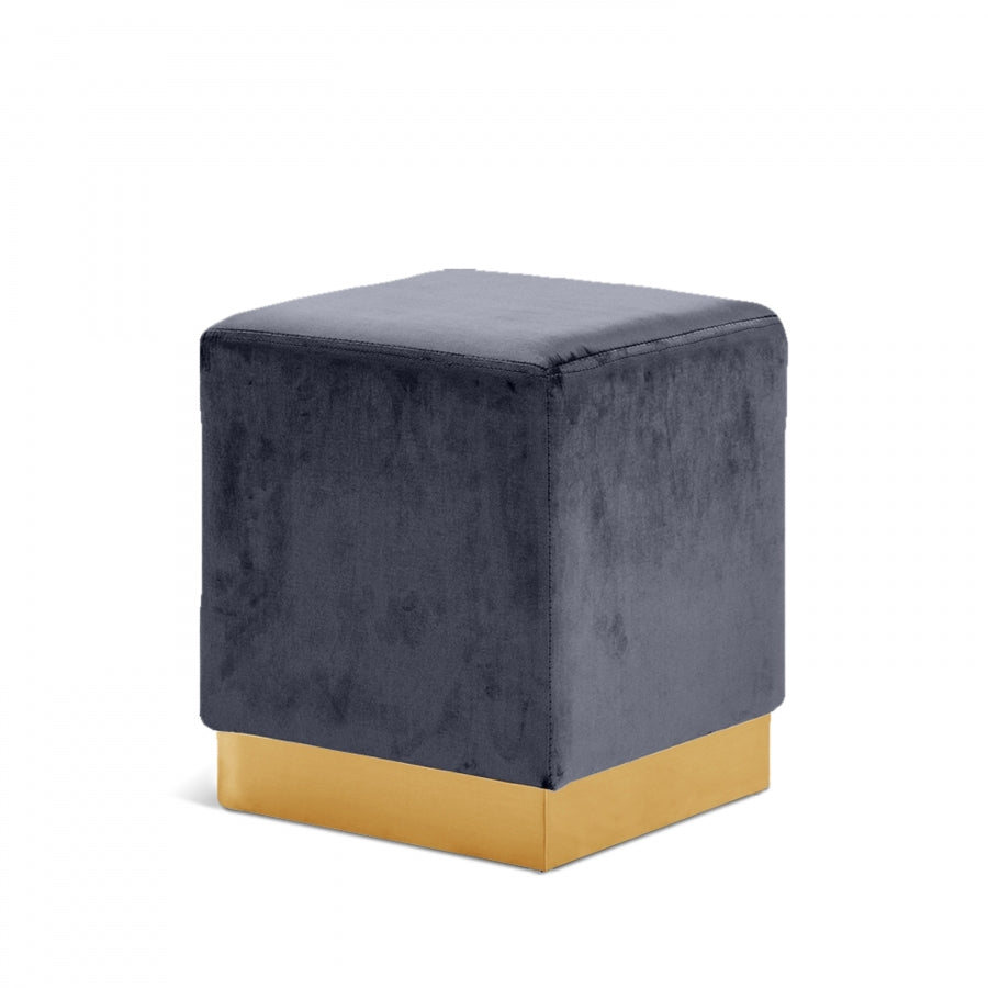 Jax Grey Velvet Ottoman | Stool from Meridian - Luna Furniture