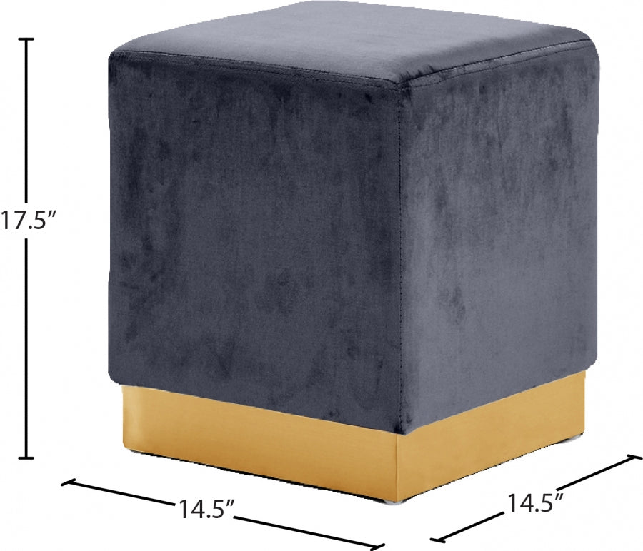 Jax Grey Velvet Ottoman | Stool from Meridian - Luna Furniture