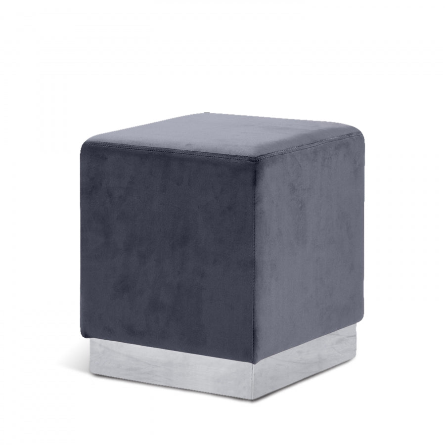 Jax Grey Velvet Ottoman | Stool from Meridian - Luna Furniture