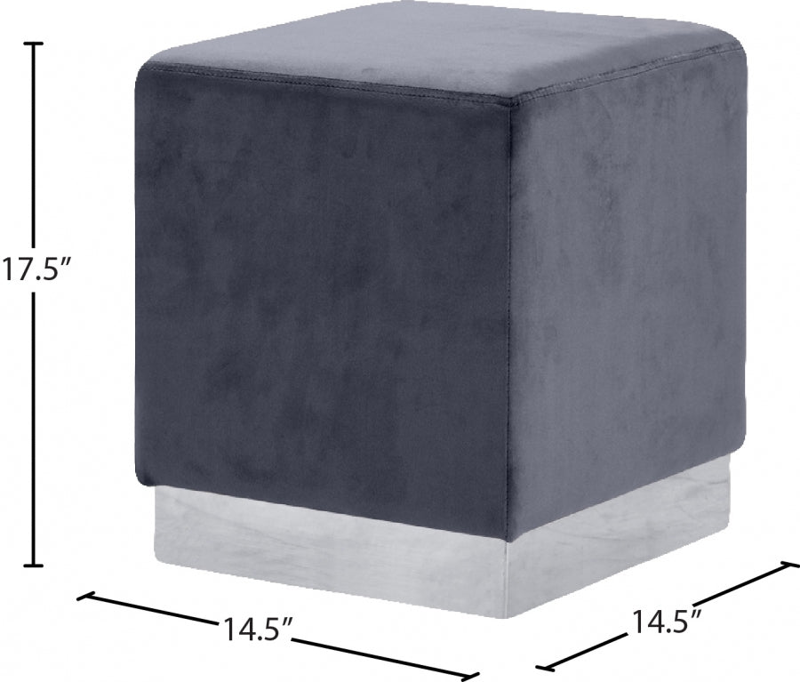 Jax Grey Velvet Ottoman | Stool from Meridian - Luna Furniture