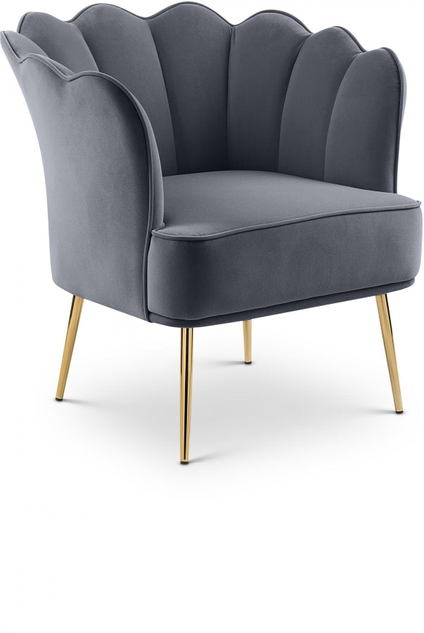 Jester Grey Velvet Accent Chair from Meridian - Luna Furniture