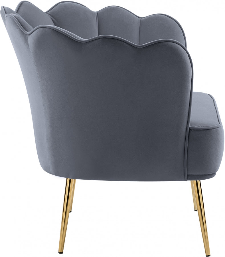 Jester Grey Velvet Accent Chair from Meridian - Luna Furniture