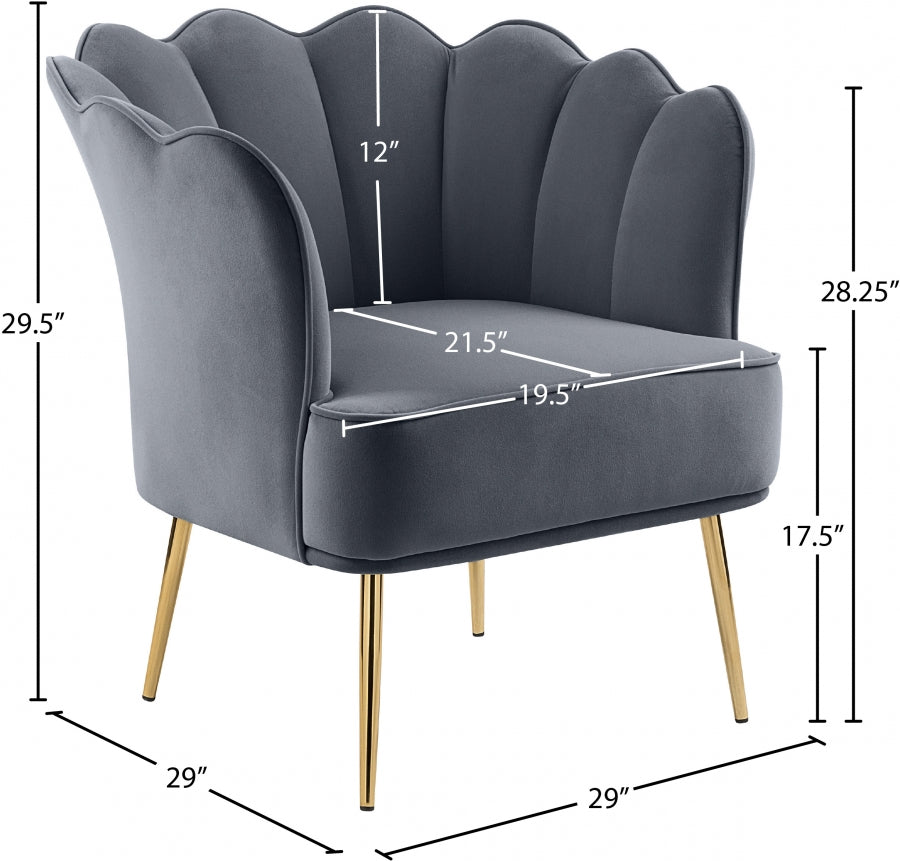 Jester Grey Velvet Accent Chair from Meridian - Luna Furniture