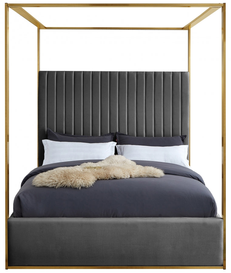 Jones Grey Velvet King Bed from Meridian - Luna Furniture