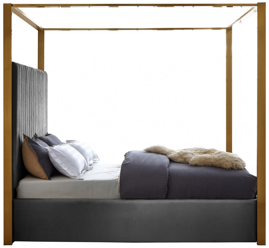 Jones Grey Velvet King Bed from Meridian - Luna Furniture