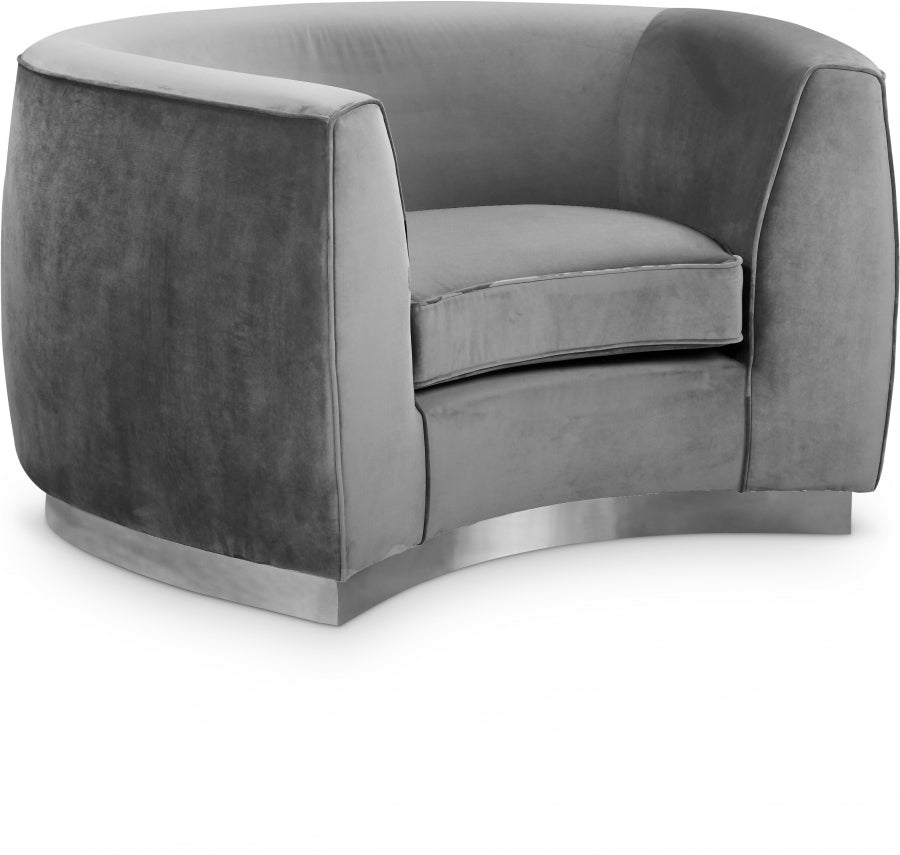 Julian Grey Velvet Chair from Meridian - Luna Furniture