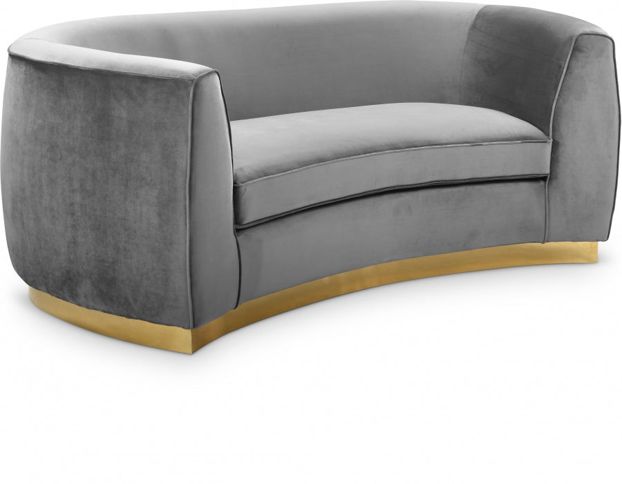 Julian Grey Velvet Loveseat from Meridian - Luna Furniture