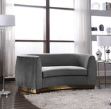 Julian Grey Velvet Loveseat from Meridian - Luna Furniture