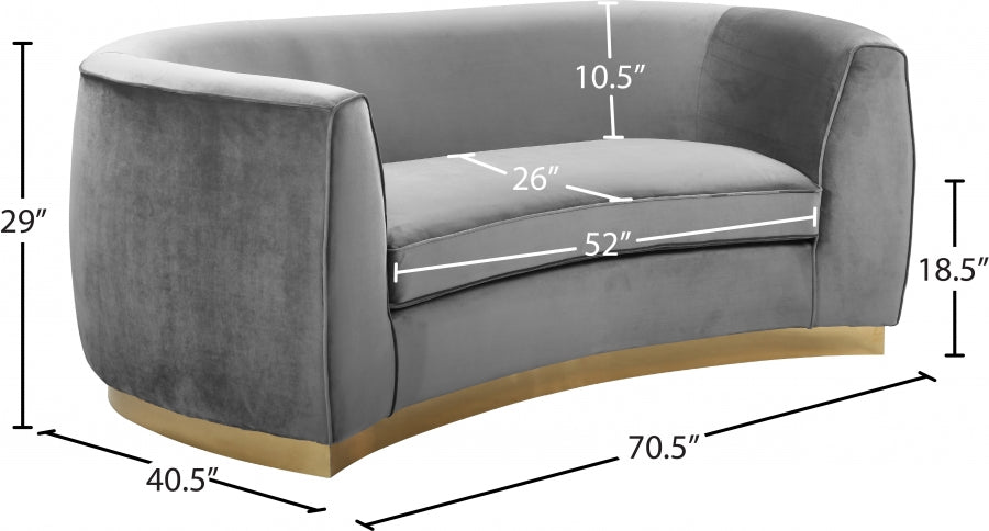 Julian Grey Velvet Loveseat from Meridian - Luna Furniture