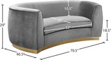 Julian Grey Velvet Loveseat from Meridian - Luna Furniture