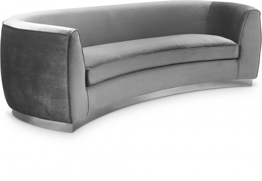 Julian Grey Velvet Sofa from Meridian - Luna Furniture