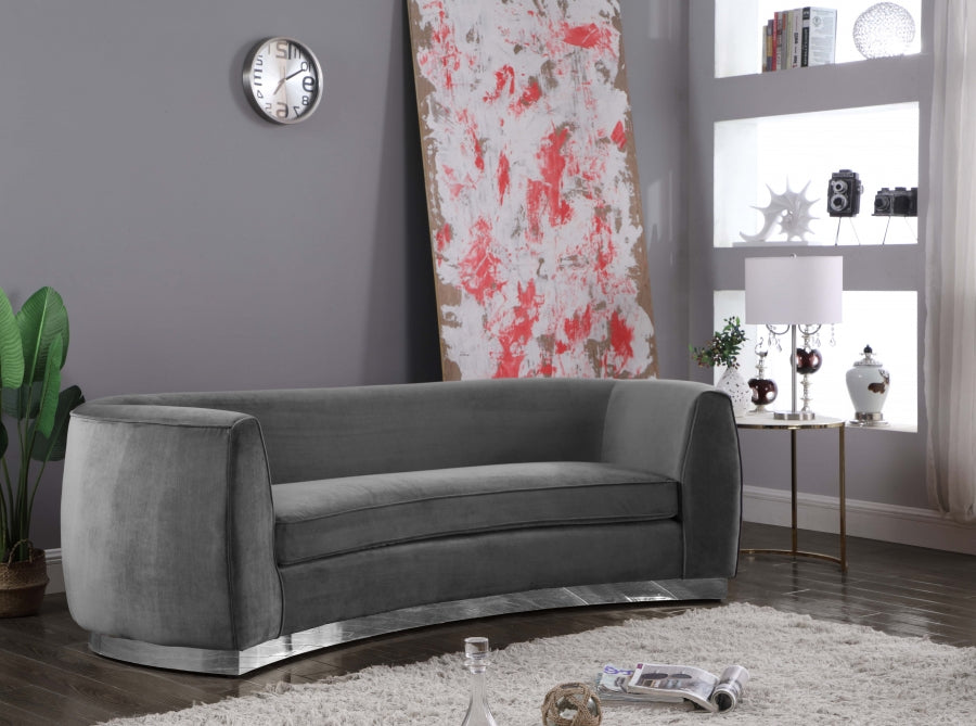 Julian Grey Velvet Sofa from Meridian - Luna Furniture