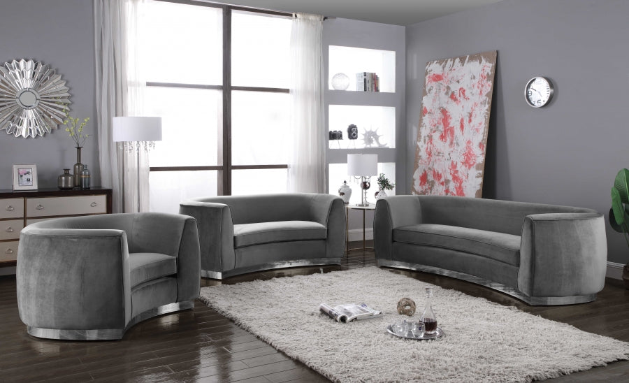 Julian Grey Velvet Sofa from Meridian - Luna Furniture