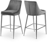 Karina Grey Velvet Counter Stool, Set of 2 from Meridian - Luna Furniture