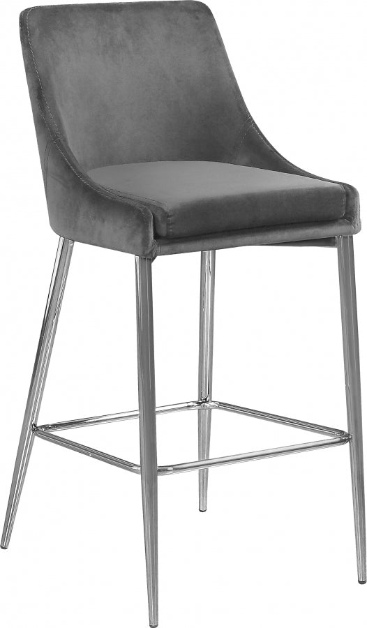 Karina Grey Velvet Counter Stool, Set of 2 from Meridian - Luna Furniture