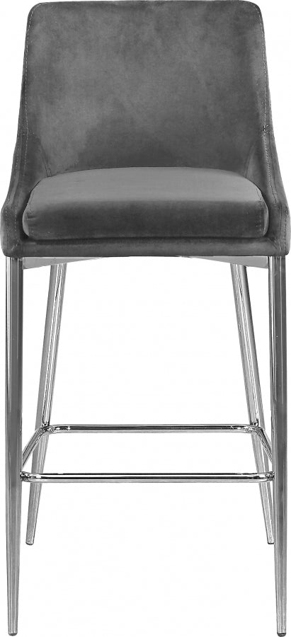 Karina Grey Velvet Counter Stool, Set of 2 from Meridian - Luna Furniture