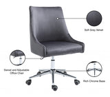 Karina Grey Velvet Office Chair from Meridian - Luna Furniture