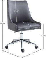 Karina Grey Velvet Office Chair from Meridian - Luna Furniture