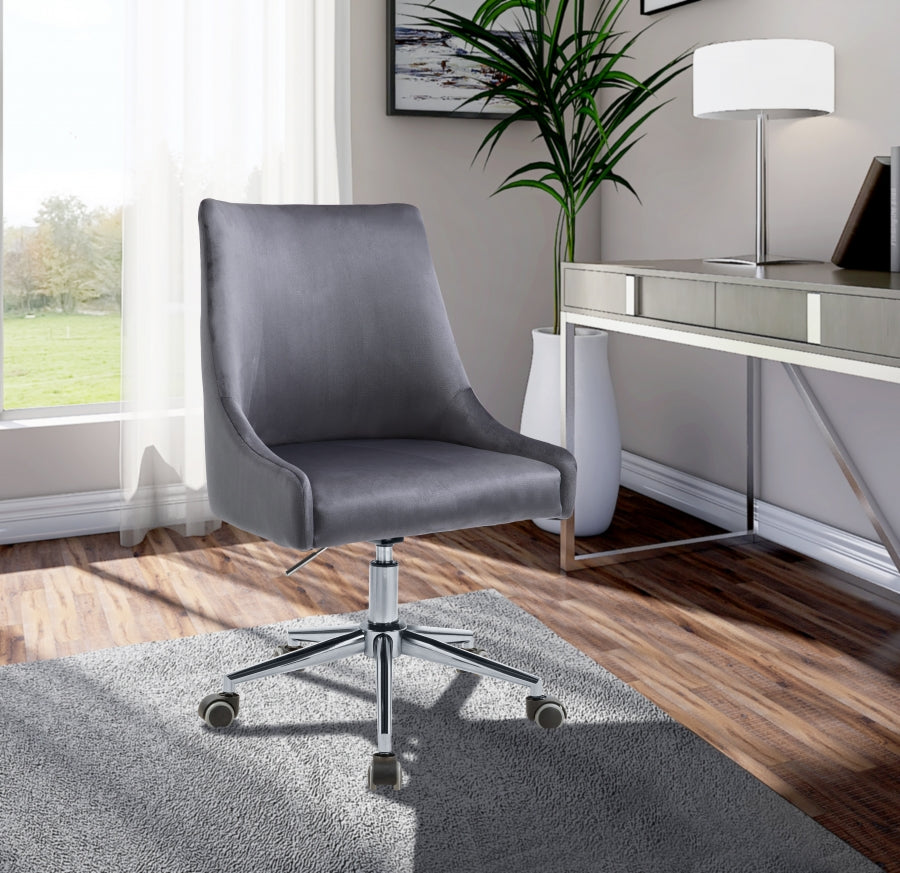 Karina Grey Velvet Office Chair from Meridian - Luna Furniture