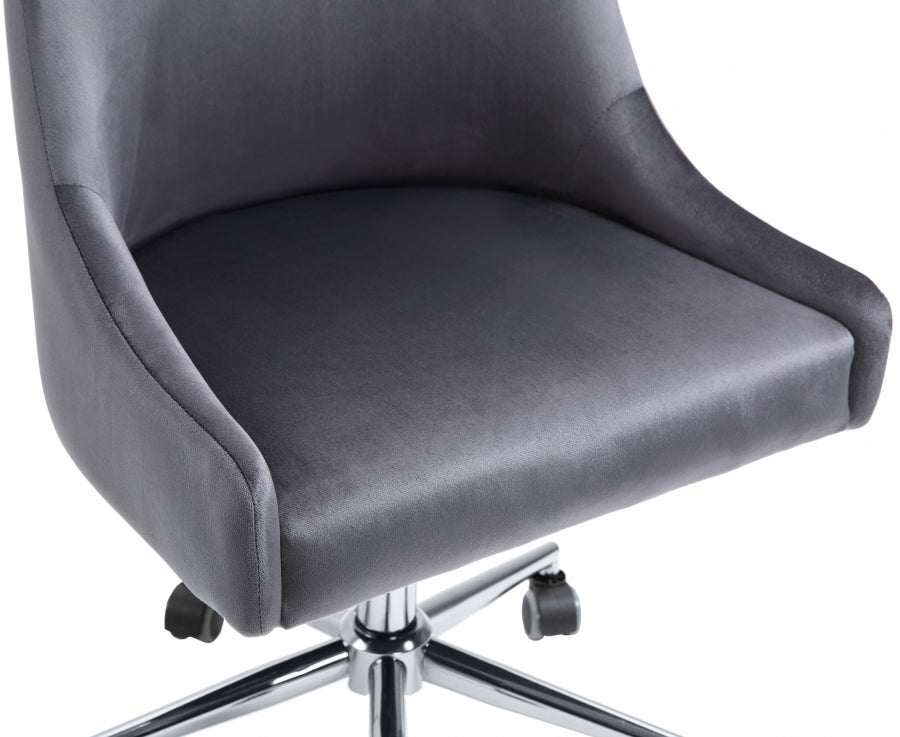 Karina Grey Velvet Office Chair from Meridian - Luna Furniture