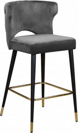 Kelly Grey Velvet Counter Stool, Set of 2 from Meridian - Luna Furniture