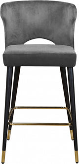 Kelly Grey Velvet Counter Stool, Set of 2 from Meridian - Luna Furniture