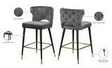 Kelly Grey Velvet Counter Stool, Set of 2 from Meridian - Luna Furniture