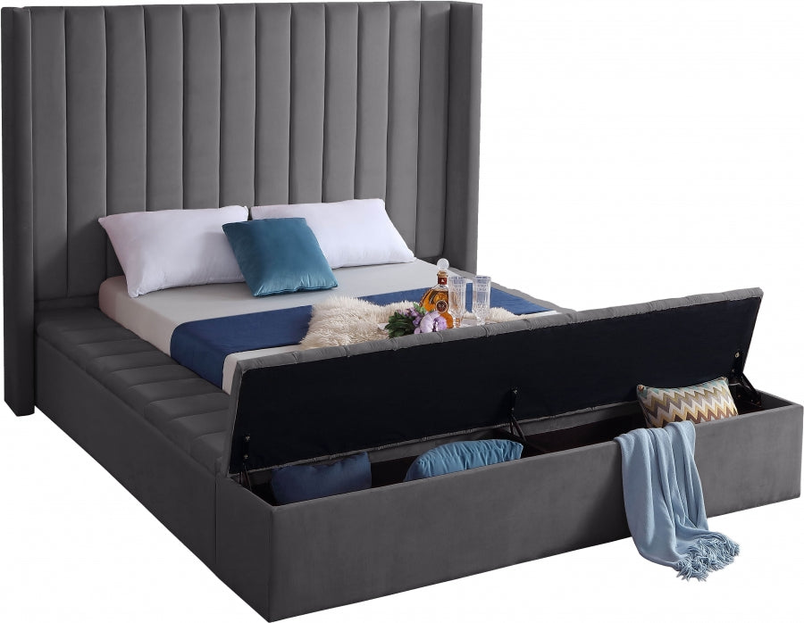 Kiki Grey Velvet Full Bed from Meridian - Luna Furniture