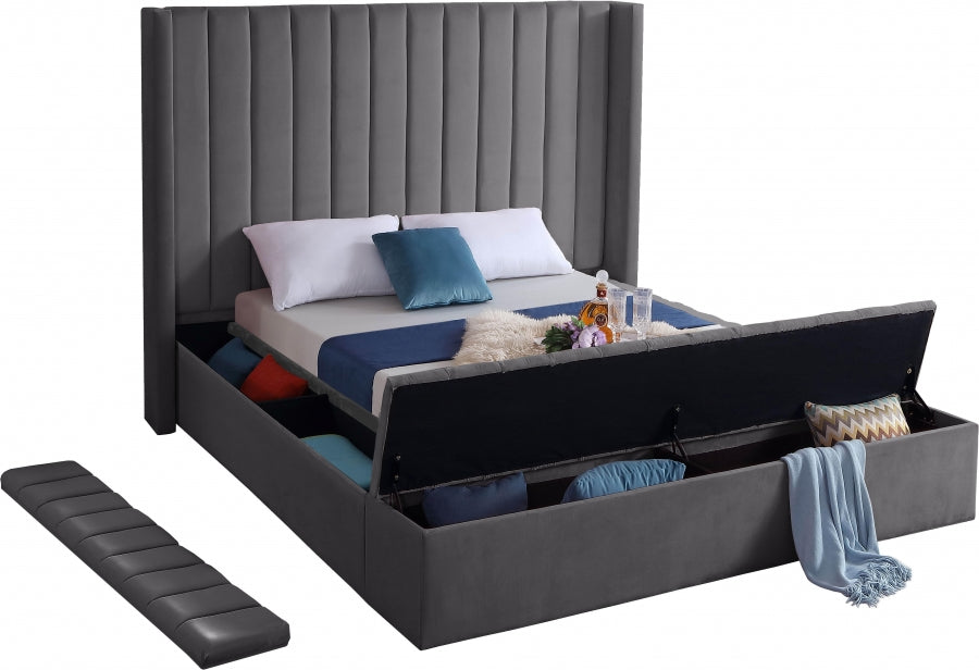 Kiki Grey Velvet Full Bed from Meridian - Luna Furniture